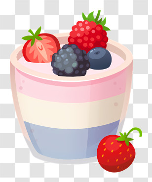 Fruit Salad - Berry Yogurt Transparent PNG