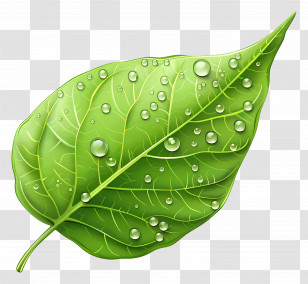 Single Leaf - Green Leaf With Dew Drops For Nature Lovers Transparent PNG