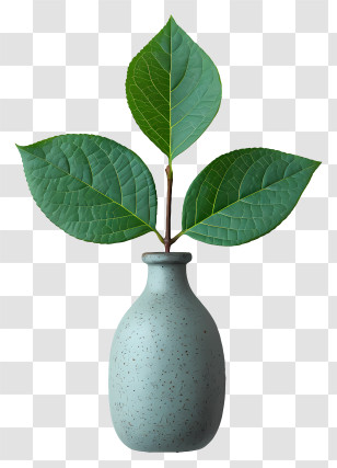 Vase - Minimalist Green Leaf In Vase Design Transparent PNG