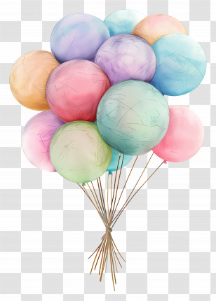 Pastel Balloons - Colorful Balloons Bunch Transparent PNG