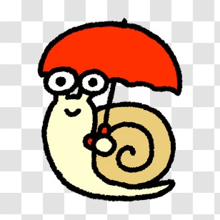 Cartoon Character - Cute Snail With Red Umbrella Transparent PNG