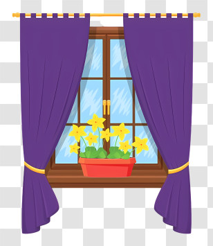 Icon - Window With Purple Curtains And Flowers Transparent PNG