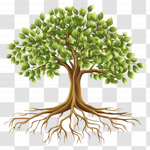 Tree With Roots - Tree With Roots Illustration For Nature Themes Transparent PNG