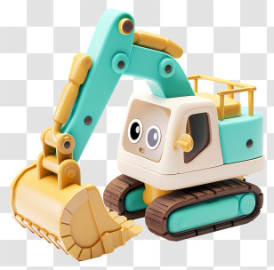 Excavator - Cartoon Excavator Toy With A Cute Face Transparent PNG
