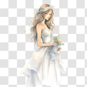 Wedding Dress
 - Elegant Bride In White Dress With Bouquet Transparent PNG