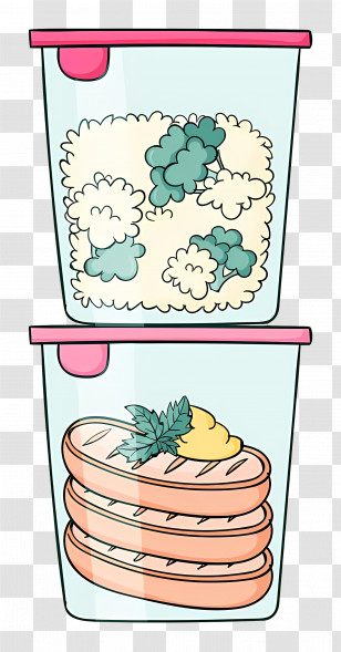 Hand Drawn Meal Prep - Food Storage Containers Transparent PNG