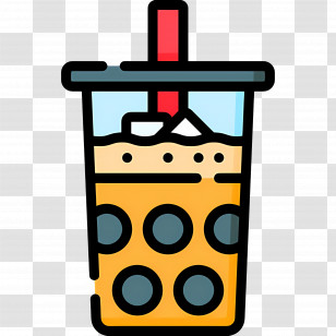 Bubble Tea - Illustration Of Bubble Tea With Boba Pearls Transparent PNG