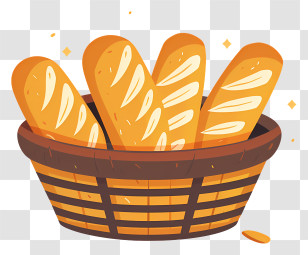 Bread Basket - Basket With Fresh Baguettes Transparent PNG