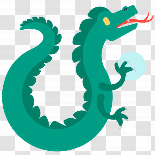Dragon Emoji - Cartoon Dragon Holding Orb Transparent PNG