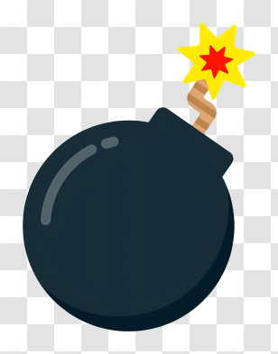 Timer Bomb - Black Bomb With Star Spark Transparent PNG