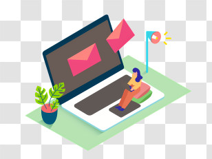 Icon - Laptop With Envelopes And Person Transparent PNG