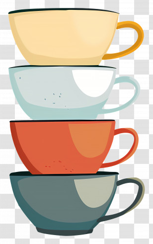 Stack Of Cups - Colorful Stacked Coffee Cups Illustration Transparent PNG