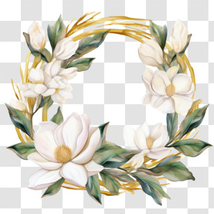 Magnolia Flower
 - White Flower Wreath Illustration Transparent PNG