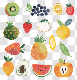 Fruits - Tropical Fruit Collection In Vibrant Illustration Transparent PNG