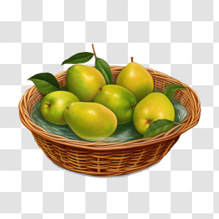 Pears Fruit
 - Basket Full Of Green Pears Illustration Transparent PNG