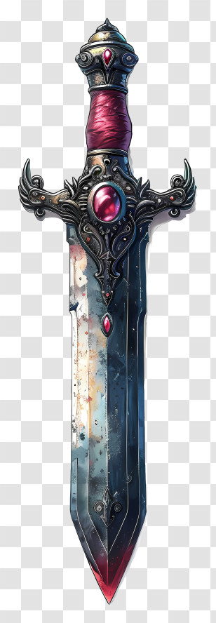Knife - Ornate Medieval Sword With Gemstone Transparent PNG