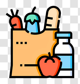 Shopping Bag - Grocery Bag With Vegetables And Milk Transparent PNG