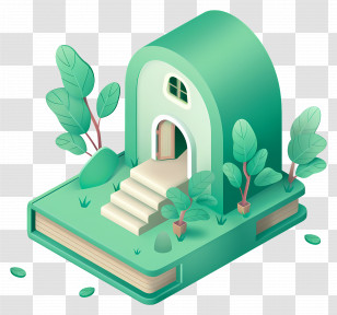 Book Logo - Book-Shaped House With Green Plants Illustration Transparent PNG