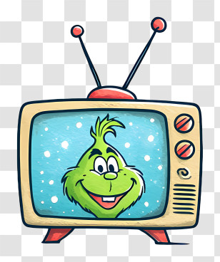 Grinch On Tv Screen - Grinch Face On Retro TV Transparent PNG