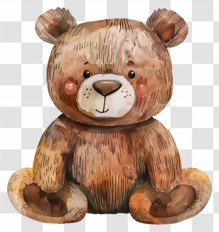 Teddy Bear - Adorable Watercolor Teddy Bear Plush Illustration Transparent PNG
