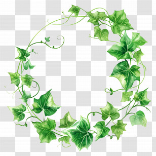 Circle Leaf Border - Elegant Green Ivy Wreath Illustration Transparent PNG
