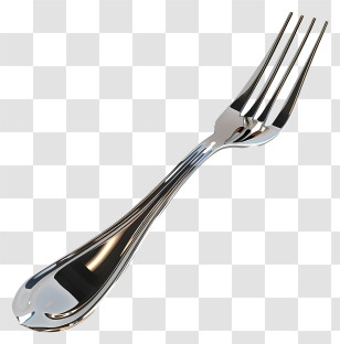 Fork - Metallic Silver Fork For Dining Use Transparent PNG