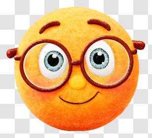 Nerd Emoji With Glasses - Cute Smiley Emoji With Glasses Transparent PNG