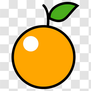 Fruit - Cartoon Orange With Green Leaf In Vibrant Style Transparent PNG