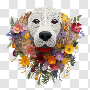 Dog - Floral Dog Artwork Design Transparent PNG