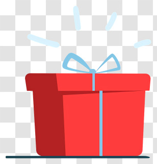 Gift - Red Gift Box With Blue Ribbon Transparent PNG