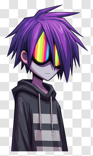 Dan Da Dan - Purple-haired Anime Character With Colorful Glasses Transparent PNG