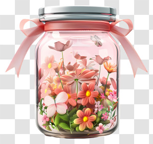 Mom Jar - Beautiful Flowers In Glass Jar Decoration Transparent PNG