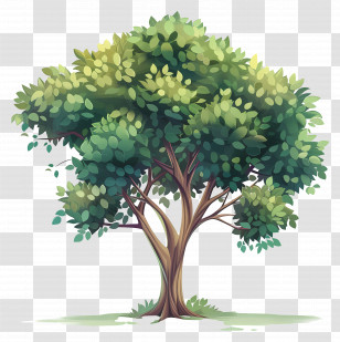 Big Tree - Beautiful Green Tree Illustration With Full Leaves Transparent PNG
