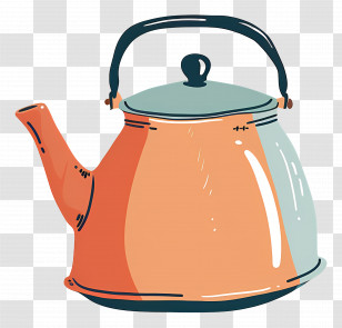 Kettle - Vintage Orange Kettle Illustration Transparent PNG