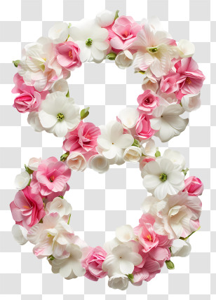 Number 8 Flowers - Beautiful Floral Number Eight Decoration Transparent PNG