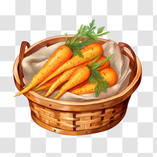 Carrot - Fresh Carrots In Wooden Basket Transparent PNG
