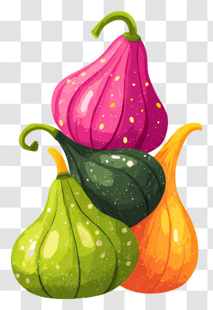 Stack Of Squashes - Colorful Gourds Illustration Transparent PNG