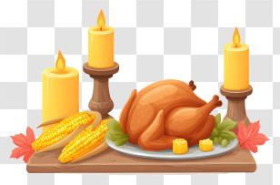 Thanksgiving Table - Roast Turkey Dinner Centerpiece Transparent PNG