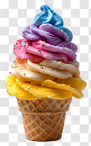 Rainbow Ice Cream Cone - Rainbow-Colored Ice Cream Cone With Sprinkles Transparent PNG