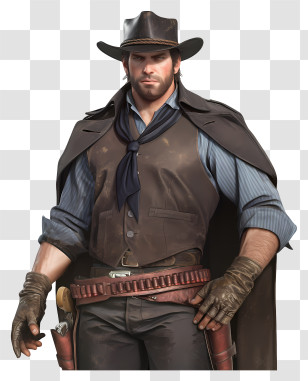Red Dead Redemption - Rugged Cowboy In Western Outfit Transparent PNG