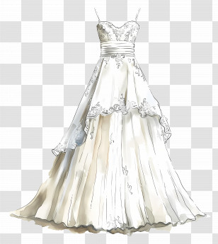 Aline Wedding Dress - Elegant Wedding Dress Illustration Transparent PNG
