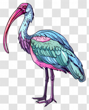Ibis - Colorful Bird Illustration Transparent PNG