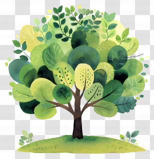 Cartoon Tree - Lush Green Tree With Full Leaves Transparent PNG