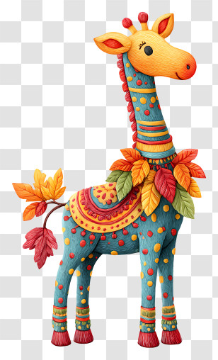 Thanksgiving Giraffe - Colorful Decorative Giraffe Transparent PNG