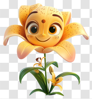 3d Cartoon Flowers - Cute Cartoon Orange Lily Flower Transparent PNG