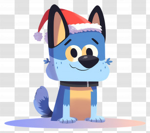 Bluey - Festive Cartoon Dog In Santa Hat Transparent PNG
