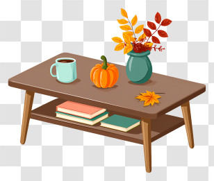 Autumn Coffee Table - Autumn-themed Coffee Table Decor Transparent PNG
