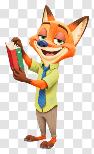 Nick Wilde Reading - Sly Fox Character Reading Book Transparent PNG