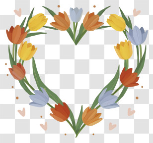 Cartoon - Heart Shaped Flower Arrangement Transparent PNG