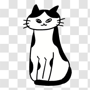 Cat - Black And White Cat Transparent PNG